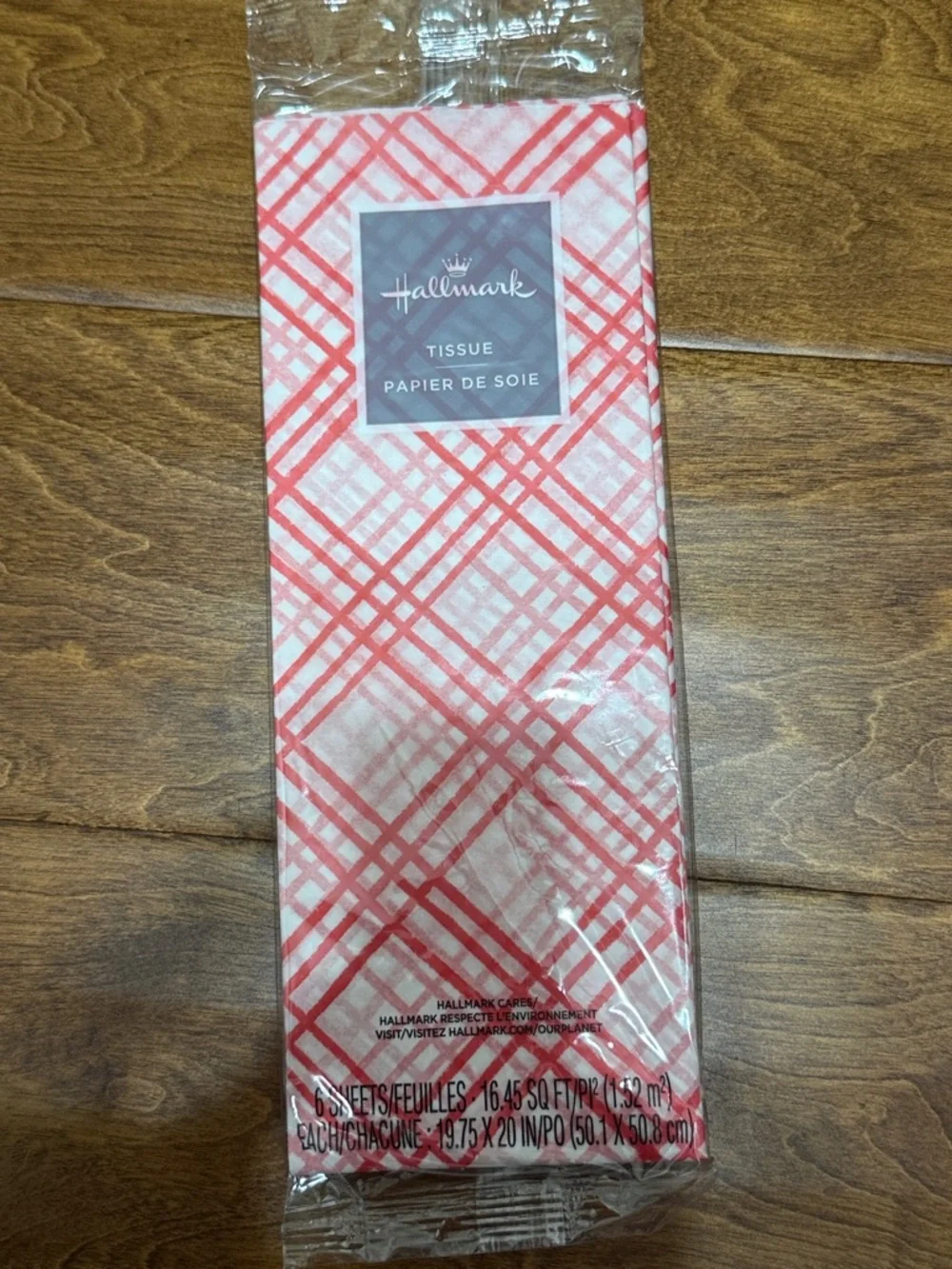 NWT Bundle of 4 Hallmark Red Plaid Tissue Sheets